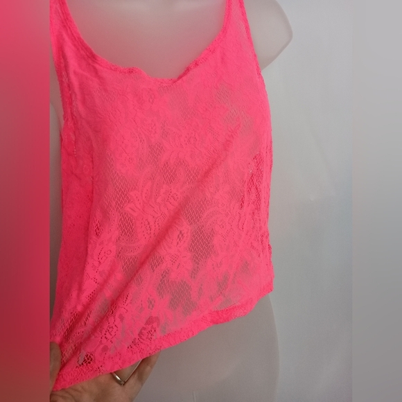 2/$30 Women's Cropped PINK Victoria Secret Barbiecore Lace Tank Top (#69) - Picture 4 of 7